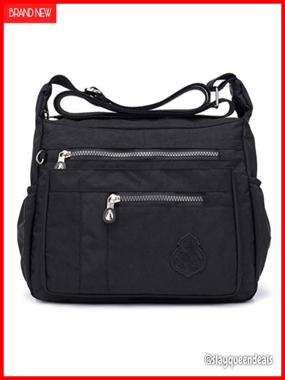 Nylon Crossbody Bag Water Resistant Messenger Purse Multi-Pocket Shoulder Bag